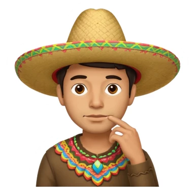 ЗАДУМЧИВЫЙ ЧЕЛОВЕК С РУКОЙ У ПОДБОРОДКА В СОМБРЕРО sticker