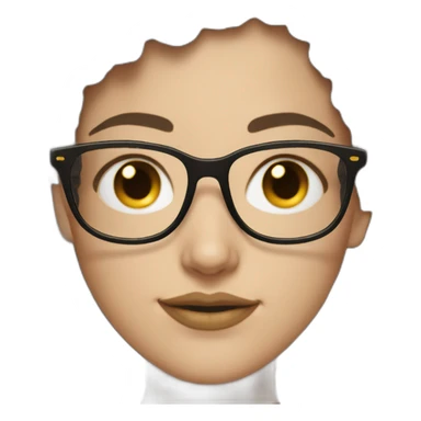 White girl with dark hair and big gold glasses sticker