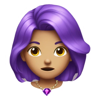 angry jewel girl with purple gem hair sticker