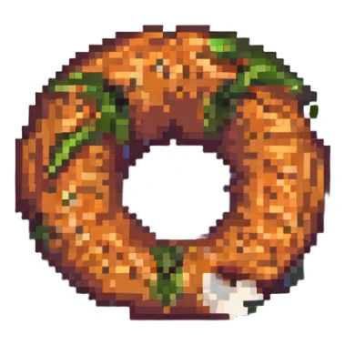 pixel art carrot bagel, vibrant colors, clear pixels sticker