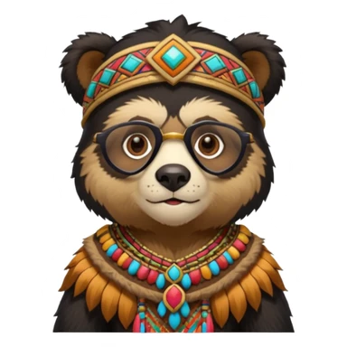 spectacled bear in Inca costume sticker
