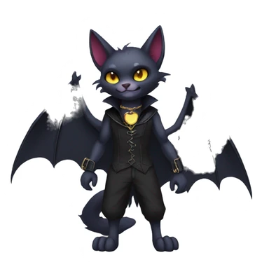  cool edgy anthro dark-shadow-themed animal vampiric bat-cat-hybrid Fakemon  with a collar full body sticker