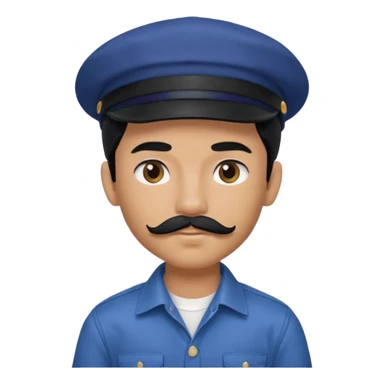 generate a fair pretty bratz boy wearing a dark blue cap and  button up shirt. Handsome

Mustache- black

hair black long sticker