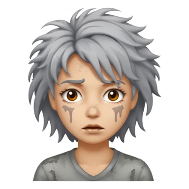 very dirty looking homeless woman very very dirty and smelly looking face only, not old with stains everywhere and messy hair and lots of stains on face ugly, stains grey  sticker