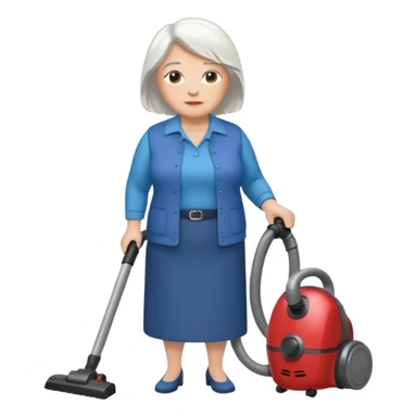 White hair cubby lady modern clothes older chubby ed lady vaccum sticker
