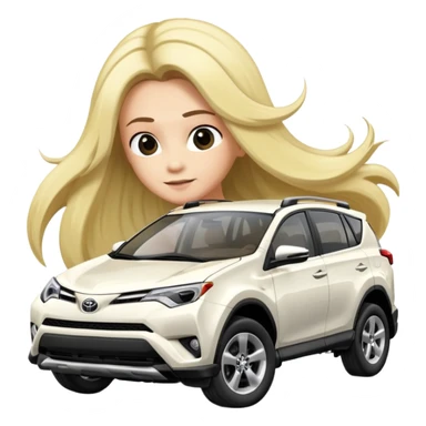 white toyota rav 4 with hair sticker