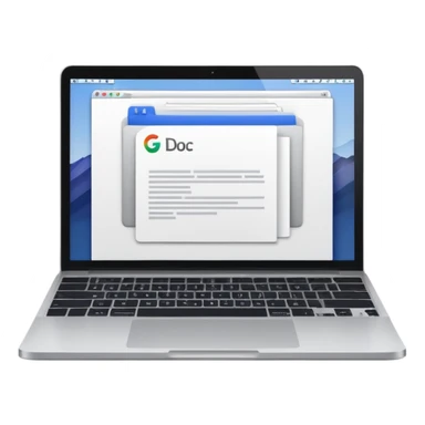 Mac laptop with a google doc open on the screen  sticker