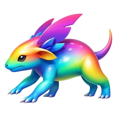  exotic tropical iridescent colorful nebula rainbow gradients cyber-Protogen-Fakémon-Pokémon-Vernid-creature sticker