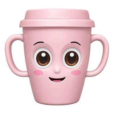 kawaii coffee cup with a cute smiling face, pastel pink, big eyes sticker