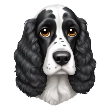 black and white trimed english cocker spaniel with spots on nose and black ears sticker