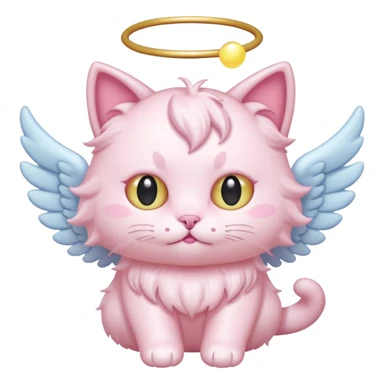 pastel pink spam angel cat with five glowing eyes sticker
