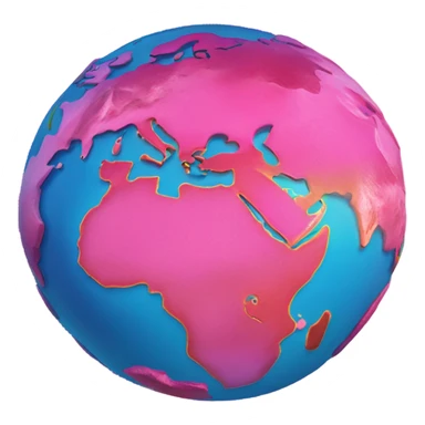 Hot pink planet earth detailed  sticker