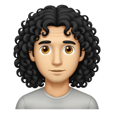 Man with long black curly hair and he has tan skin sticker