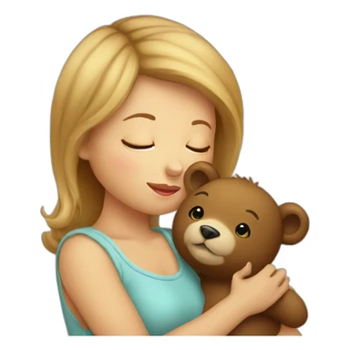 little baby female kissing little bear sticker