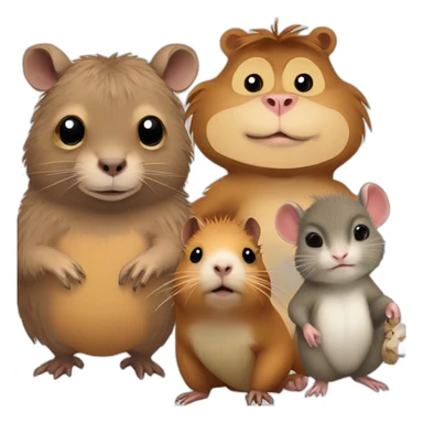 Capybara, Horned-owl, hamster, and baby-monkey sticker
