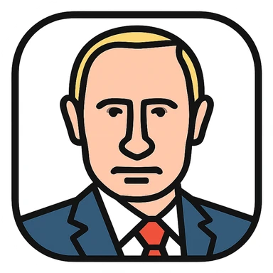 Putin face as a sleek iOS app icon, simple, rounded corners, flat colors, no text sticker
