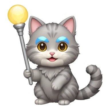 chibi cute gray cat holding a light stick happily sticker