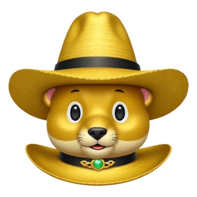 Oso dorado con sombrero elegante y moño negro enojado animatronico sticker
