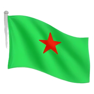 green flag with a red star in the middle. no other colors sticker