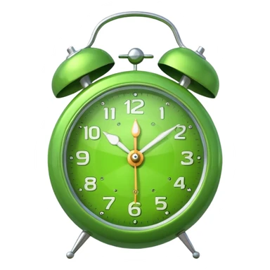 green alarm clock with a bell on top sticker