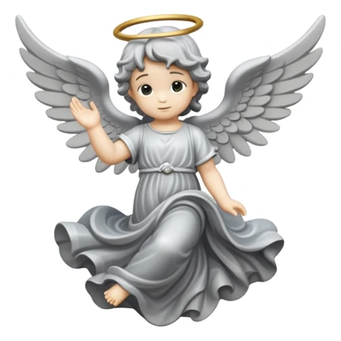 grey flying angel kid made in stone sticker