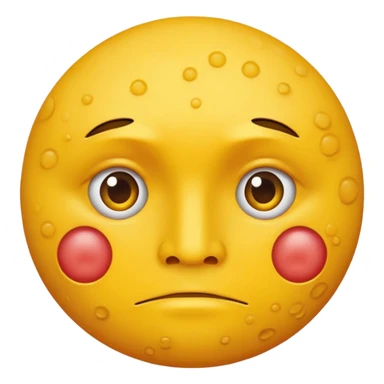A circular yellow face with many close together face herpes sores sticker