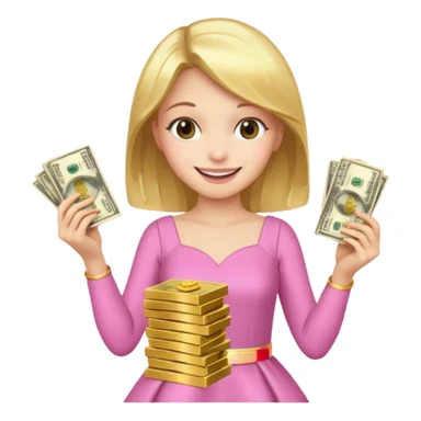 pink girl with wealth sticker