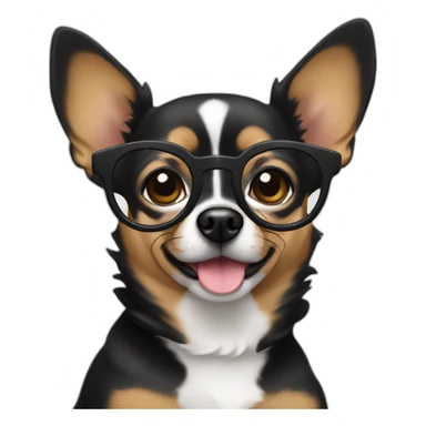 Black Chiuaua with glasses sticker