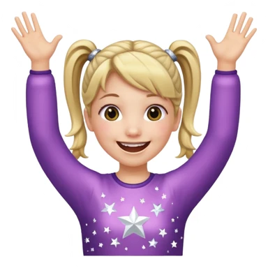 A girl with pigtails and a sparkly top, cheering with both hands raised and a huge smile. sticker
