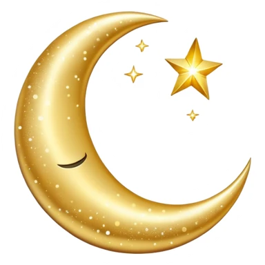 golden crescent moon with sparkes sticker