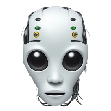 Alien robot head with wires and circuits sticker