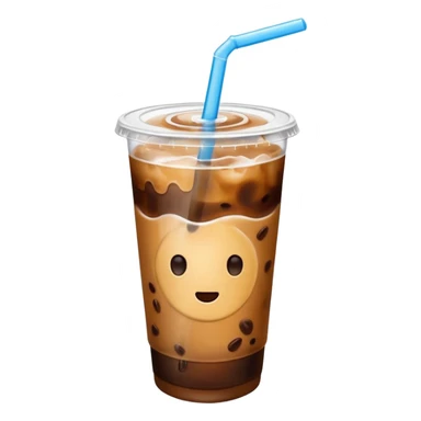  plastic cup of iced coffee with straw sticker