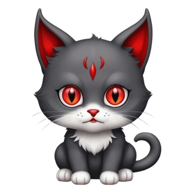 charcoal grey and white baby devil cat sticker