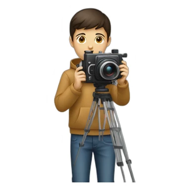 Brunette boy teenager holding a cinema camera  sticker
