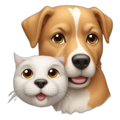 Chien avec un chat sticker