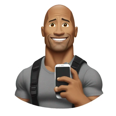 dwayne johnson with a mobile phone sticker