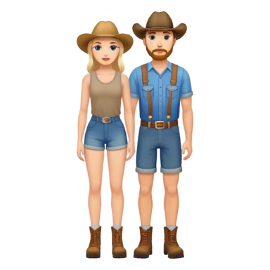 american redneck pair men and woman photorealistic standing on feet sticker