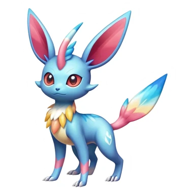 Colorful Shiny Exotic Victini-Salandit-Aurorus-Sylveon-Fakémon-hybrid-creature (full body)  sticker
