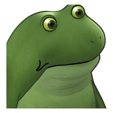 A frog sitting at a computer making a nervous face looking to the side  sticker