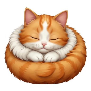 ginger and white small cat curled up with head upside down with eyes closed sticker