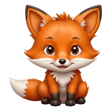 cute baby fox with grimacing face and perked ears sticker