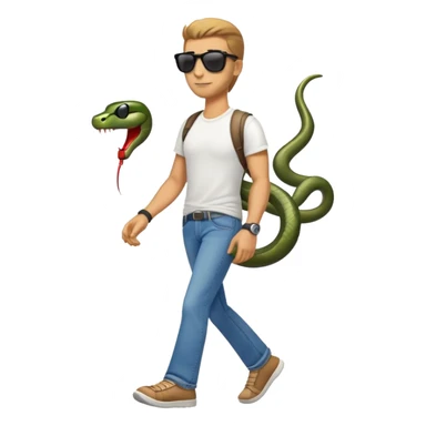 anthropomorphised snake wearing jeans, t-shirt, sunglasses, walking upright sticker