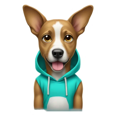 Dog wearing a turquoise hoodie sticker