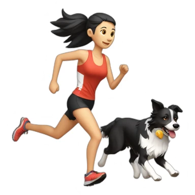 Canicross-activity-female-runner-and-border-collie sticker