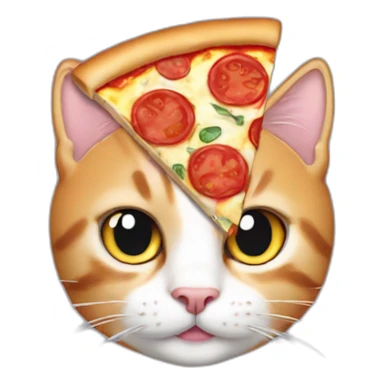 a cat with a slice of pizza in his head sticker