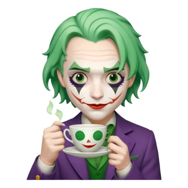 joker holding tea cup sticker