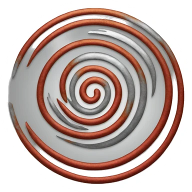 spiral metallic red and silver and rusty symbol sticker