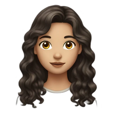 girl with dark brown wavy long hair, freckles and dark eyes sticker