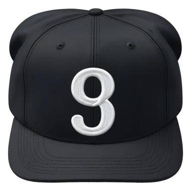 black cap with number “9” on it sticker