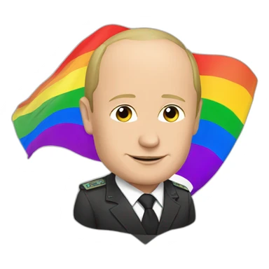 Putin with lgbt flag sticker